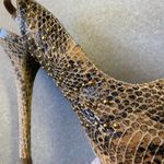 Zigi ny Urgent Snakeskin Leather Gold Studded Sling Back Prom Wedding He… Size 9 Photo 6