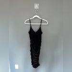 Hera Collection Vici Black Velvet Ruched Bodycon Knee Length Dress, Small Photo 2