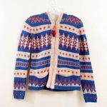 Anthropologie Sparrow Hooded Fair Isle Tan/Navy Zip-up Sweater Photo 1