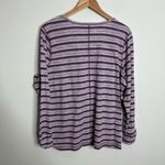 Talbots T by Top Women's Stripe Purple White Long Sleeve Scoop Neck Size 2X Photo 5