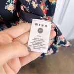RIXO • Staci Dress maxi rayon dark floral tie waist puff sleeve button front Blue Size 8 Photo 6