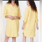 Monrow 100% Cotton Gauze Knee Length Shirt Dress Size Medium Yellow Photo 1