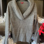 Merona Comfy Sweater Gray Sequin Collar Plunge Neck Roomy Womens Medium Photo 0