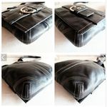 Coach Women's  Black Leather Soho Crossbody Bag One Size with White Stitching Photo 7