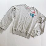 Kate Spade NEW Floral Embroidered Sweatshirt Grey Melange Photo 3