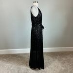 DKNY  Sequined Halter Maxi Dress Size 8 Black Sequined Sleeveless Long Formal Photo 2