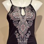 Sidefee Black Mini Dress Oriental Design Casual Halter Neck Beachwear Sz M Size M Photo 1