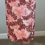 Adrianna Papell  Sequin Off the Shoulder Cocktail Dress Pink Floral Midi Sheath Photo 6