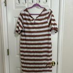 Pact  Brown Striped 100% Organic Cotton Flowy Tshirt Dress Photo 4