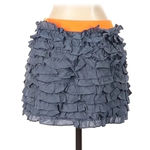 J.Crew  Cotton Lucca Chambray Tiered Ruffle Mini Skirt Neon Waistband Size XS Photo 2