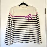 Talbots Sequin Ribbon Stripe Mockneck Tee Top Women's Size Medium Photo 3