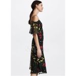 GREY by Jason Wu Black Floral Chiffon Silk Off Shoulder Midi Dress Size 6 Photo 2