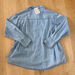 Sweet Chilling Denim Shirt Button Front Pleats Pockets Size M Blue Size M Photo 2