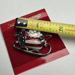 Santa’s American Flag Sleigh Santa Christmas Holiday Brooch Pin NWT Enamel Silver Photo 1