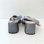 J.Crew Size 6 Twisted Knot Penny Blue White Stripe Sandal Glitter Block Heel Photo 3