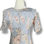 Vintage 90s Crinkle Lace Maxi Dress Medium Pastel Blue Pink Floral V Neck Fairy Photo 5