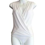 Bebe  White V Neck Bodysuit Photo 1