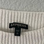 EXPRESS Cream Sweater Ruffle Boatneck 100% cotton Size Small Photo 2