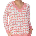 Kate Spade  supersoft hearts lounge pullover, knit, Vneck pullover, oversized M Photo 0