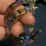 Plastic floral half hoop earrings Purple Photo 0