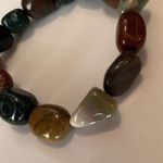 Women’s Chunky Costume Jewelry Beaded Polished Stone Stretchy Bracelet Photo 5