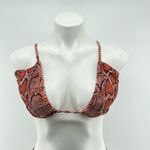 SheIn Women’s Brown Snakeskin Print 3-Piece Swimsuit Backless Bikini Large Photo 3