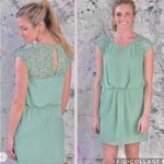 Entro  Crochet Mini Dress with Cap Sleeves and Pockets Mint NWT Medium Fit Photo 0