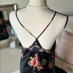 Cinema etoile VTG 🌺 black satin boho romantic floral lace maxi slip dress L Size L Photo 7