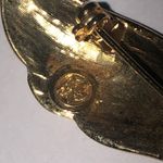 Angel Brand Elegant Black Enamel and Gold Tone Rhinestone Brooch Photo 4