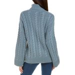 💕NAADAM💕 Wool Cashmere Cable Turtleneck Wool Cashmere ~ Mist Blue Medium M NWT Photo 1