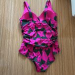 Anthropologie  Boden Floral Pink & Green Ruched One Piece Swimsuit Photo 4