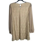 Blu Pepper  Vintage Size Large Mini Dress Long Sheer Sleeves Neutral Lace Studs Photo 1