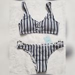 Cupshe 🆕️  Striped Navy Blue & White Set Photo 1