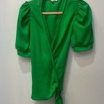 Jealous Tomato  boutique Mini Puff Sleeve Wrap Top green size Medium Photo 6