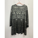 Papillon Womans  L Black Gray Geometric Sweater Dress Long Sleeve Pockets Photo 1