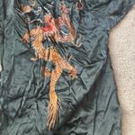 Vintage Post WWII Dragon Embroidered Sheer Silk Robe SIZE S Black Photo 11