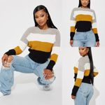 Ambiance Apparel Crew Neck Sweater Color Block On The Way Sweater Brown Photo 10