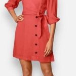 Lulus Red Long Sleeve Mini Dress XS V-Neck Button Front Bow Cocktail Party Photo 0