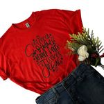 Gildan Christmas Holiday Womens Medium Red T-Shirt Crew Neck Short Sleeve Stretch Photo 0