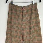 Brandy Melville  Straight Leg Plaid Print Pants High Rise Tan Red Black Preppy Photo 4