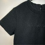 Lululemon Black Textured Fleece Embroidered Logo Cropped Tee/Top Size 4 Photo 5