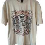 Charlotte Russe T-Shirt Women's L Beige Whiskey Graphic Tee Short Sleeve NWT Photo 0