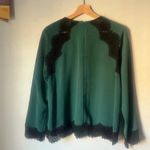 Tuckernuck Women’s Juniper Green Black Scalloped Lace Vail Blouse Photo 3