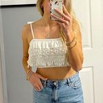 American Eagle  White Lace Cropped Tank Top Photo 0