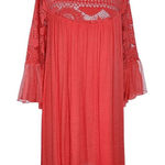 Rebellion  Coral Mini Dress with Lace Detail NWT Size Large Wedding Guest Dress Photo 0