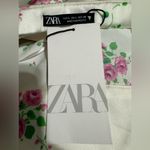 ZARA Sweetheart Neckline Floral Print Satin Effect MIDI Dress Cross Back Sz L Photo 15