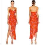 Nicholas Triangle Top Slip Dress Red Orange Floral Size 4 Photo 1