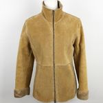 Guess VTG Shearling 100% Leather Patchwork Tan Full zip Jacket Size Small Photo 7
