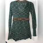 Buckle BKE Belted Waist Tweed ChunkyKnit Boho Earthy Brown Turquoise Sweater Med Photo 1