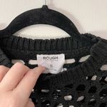 ROUGH LOS ANGELES Black Crochet Pullover Crewneck Sweater Women’s Sz S EUC Photo 1